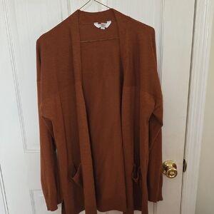 Time and Tru Women's Rust Open Front Cardigan